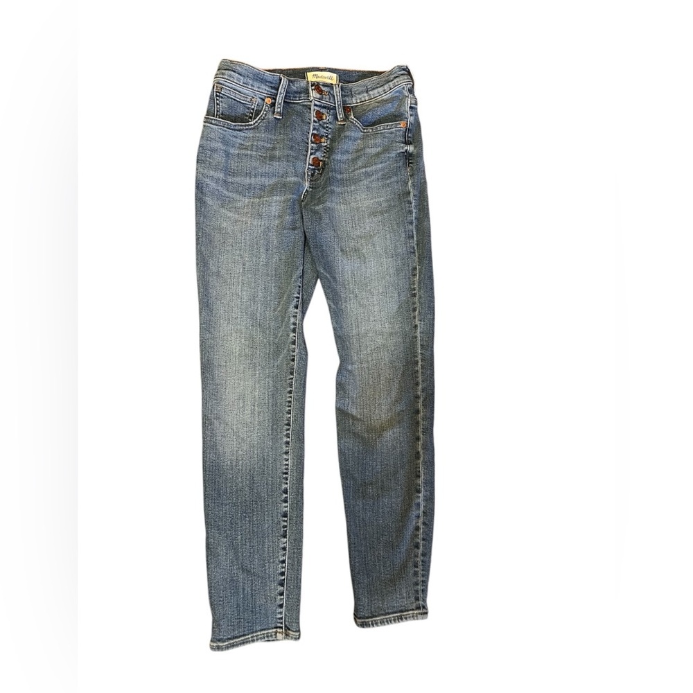 Madewell Women's 9" Mid-Rise Skinny Crop Button Fly Jeans Mid-Wash Sz. 27